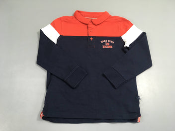 Polo m.l jersey rouge/bleu foncé/blanc