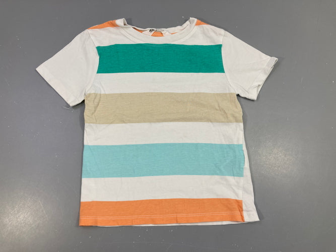 T-shirt m.c blanc rayé multicolore, moins cher chez Petit Kiwi