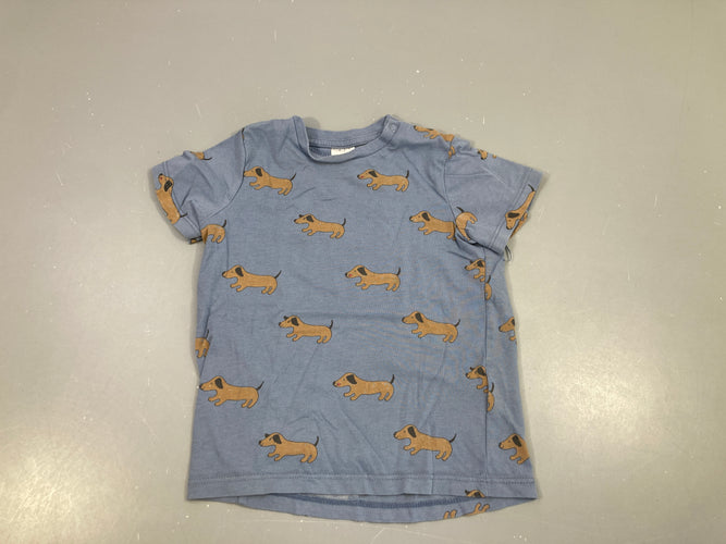 T-shirt m.c bleu chiens, moins cher chez Petit Kiwi