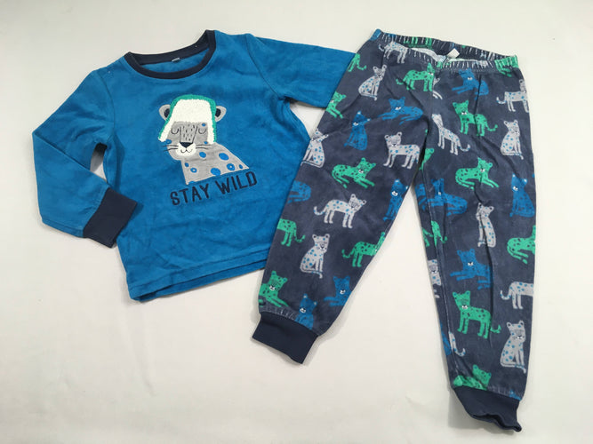 Pyjama 2pcs velours bleu Wild, moins cher chez Petit Kiwi