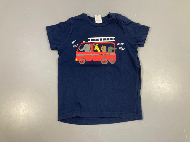 T-shirt m.c bleu foncé pompier, moins cher chez Petit Kiwi