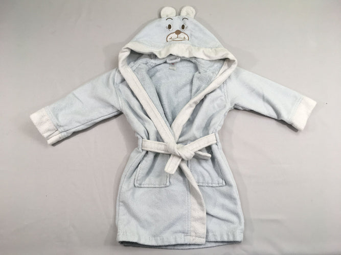 Peignoir éponge bleu à capuche, moins cher chez Petit Kiwi