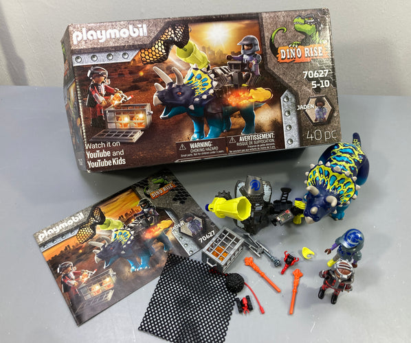 Dino Rise 70627 tricératops avec 2 figurines, accessoires, boîte et notice, 5-10a - complet, moins cher chez Petit Kiwi