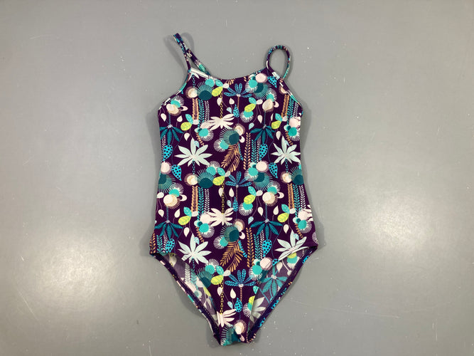 Maillot mauve fleuri blanc-bleu, moins cher chez Petit Kiwi