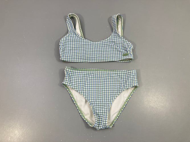 Bikini vichy vert bleu texturé, moins cher chez Petit Kiwi