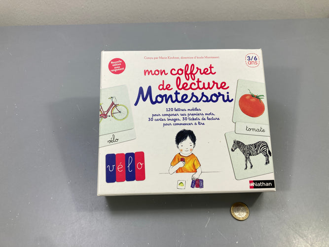 Mon coffret de lecture Montessori, lettres mobiles et cartes images, moins cher chez Petit Kiwi