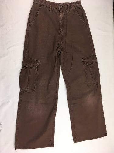 Pantalon cargo large brun, très légèrement délavé, moins cher chez Petit Kiwi