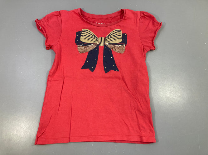T-shirt m.c fuchsia Noeud sequins, moins cher chez Petit Kiwi