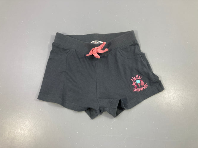 Short jersey gris foncé Hello summer, moins cher chez Petit Kiwi