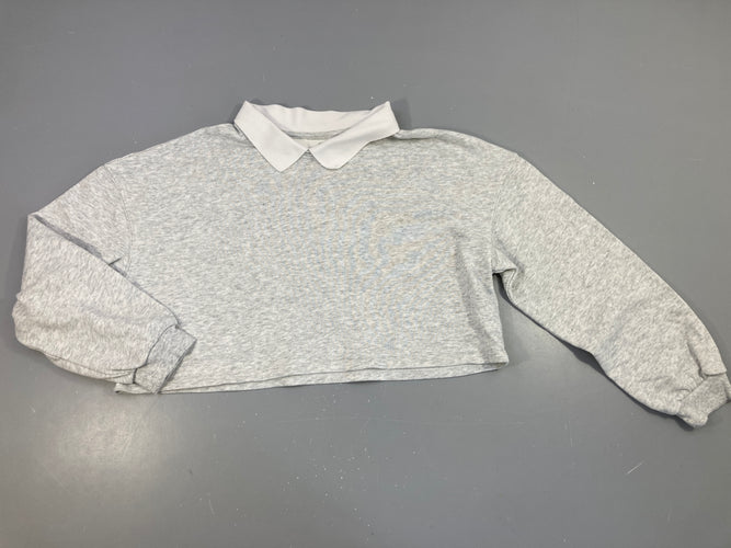 Sweat oversize gris chiné col, moins cher chez Petit Kiwi