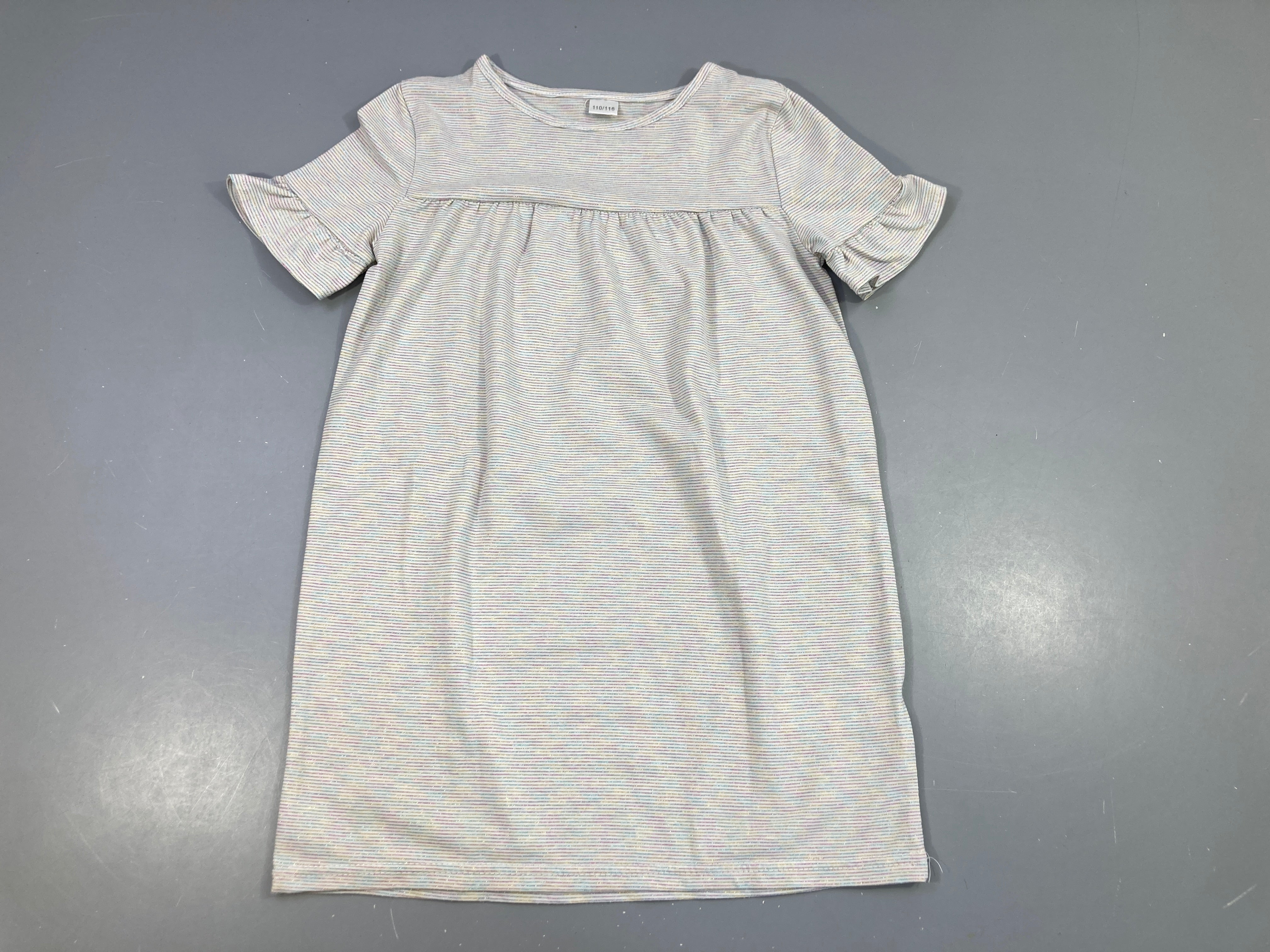 Robe m.c jersey gris rayé arc-en-ciel irisé