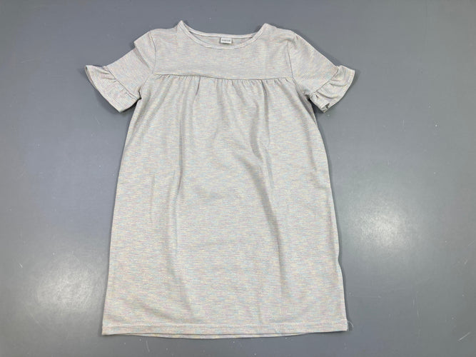 Robe m.c jersey gris rayé arc-en-ciel irisé, moins cher chez Petit Kiwi