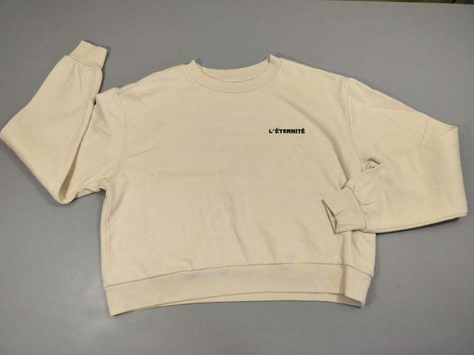 Sweat beige clair "l'éternité". Intérieur doux et chaud. Très légèrement bouloché., moins cher chez Petit Kiwi