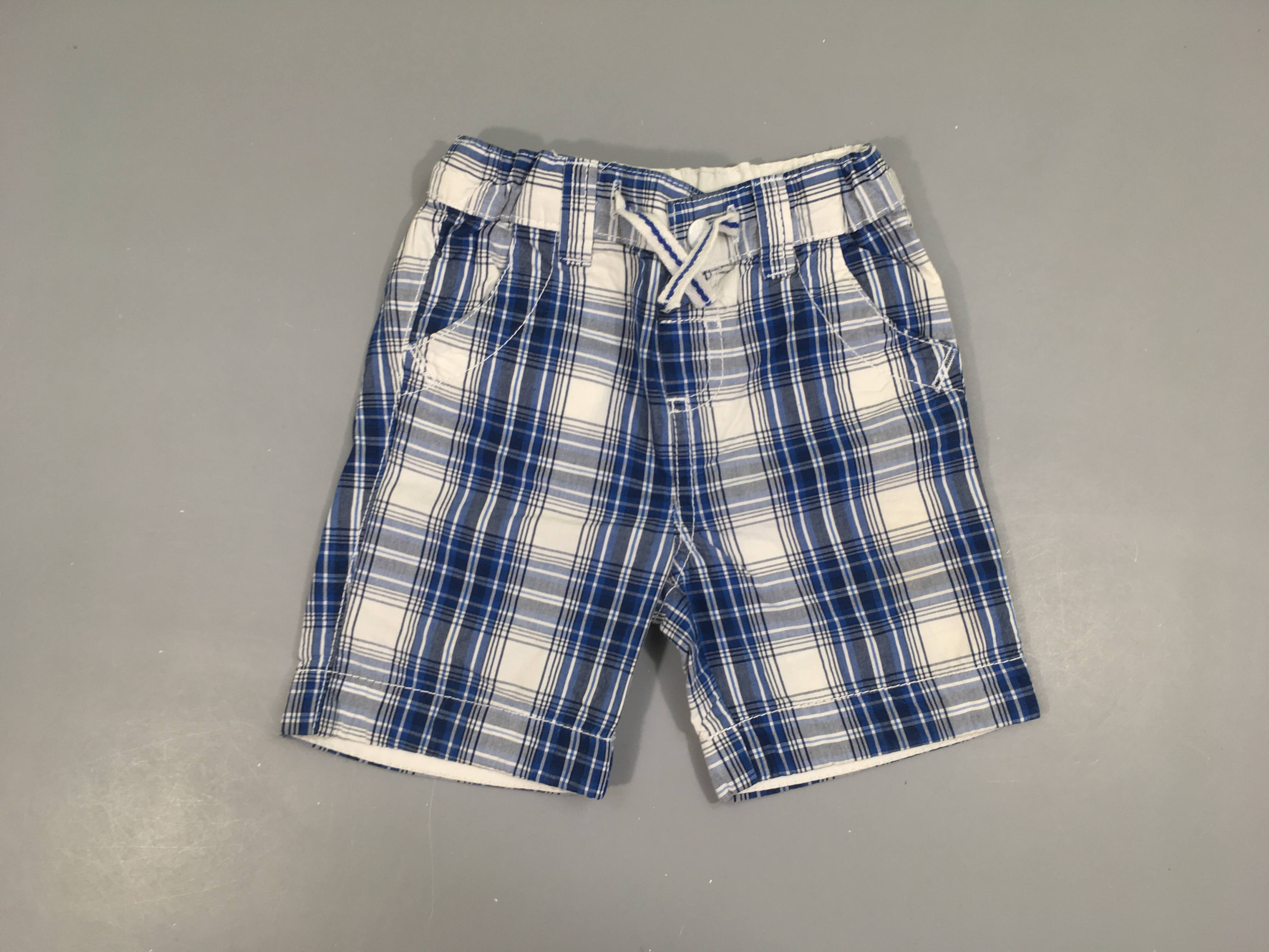 Bemuda à carreaux bleu-blanc