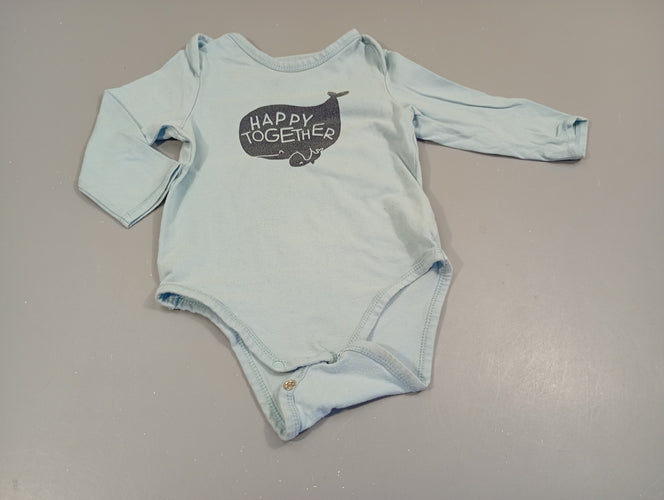 Body m.l bleu clair baleines " happy together", moins cher chez Petit Kiwi