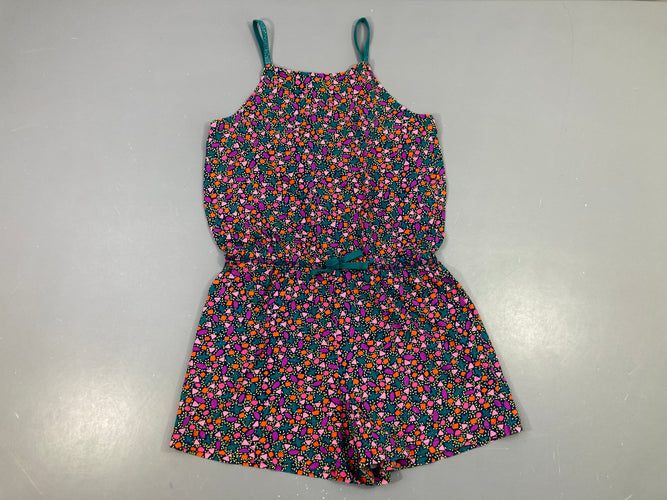 Combishort jersey bleu foncé motifs oranges-mauves-roses, moins cher chez Petit Kiwi