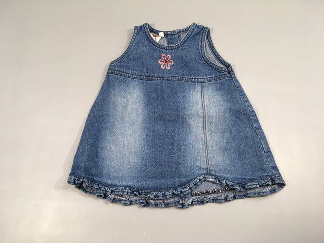 Robe s.m denim , fleur 100% coton, moins cher chez Petit Kiwi