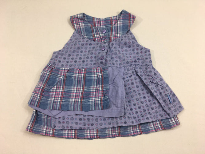 Tunique s.m mauve à carreaux, moins cher chez Petit Kiwi