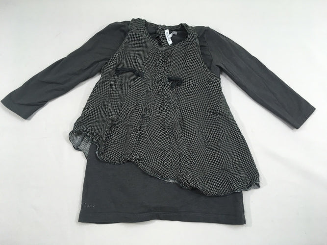 Robe m.l bi-matière jersey noir pois, moins cher chez Petit Kiwi