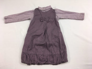 Robe s.m + T-shirt m.c mauve rayé