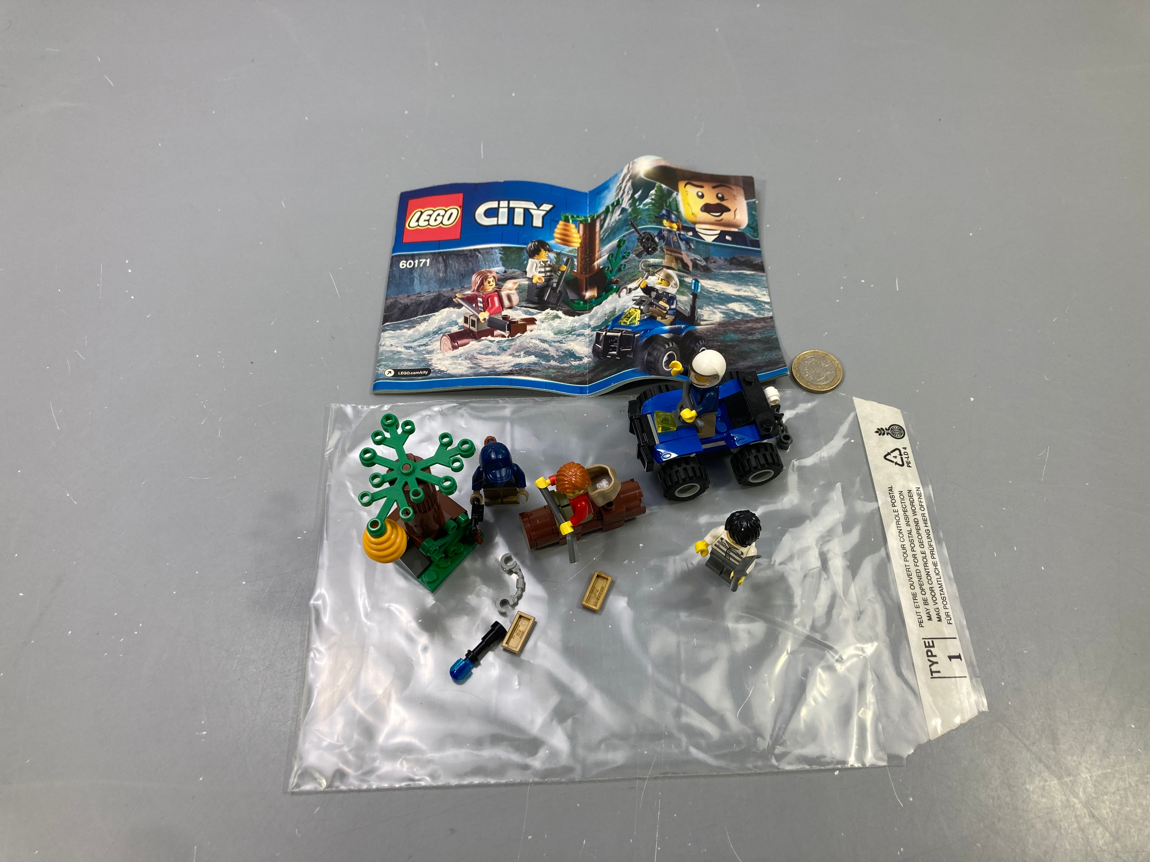 Lego City 60171 police quad bleu montagne, figurines, avec notice Vendu en l'état tel que sur la photo