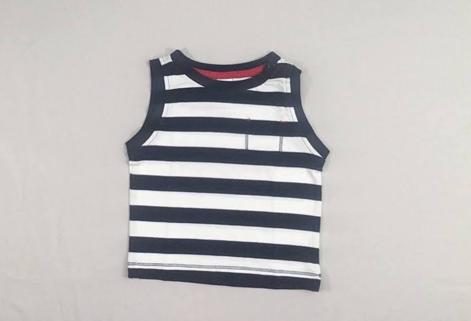 T-shirt s.m blanc rayé bleu marine