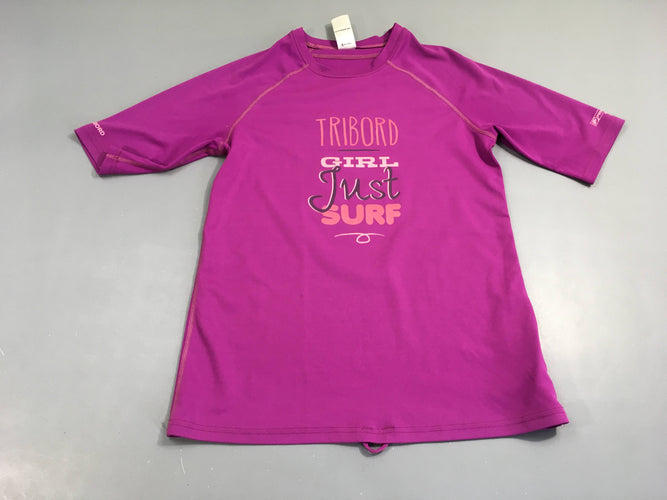 T-shirt anti-uv mauve tribord girl just surf, moins cher chez Petit Kiwi