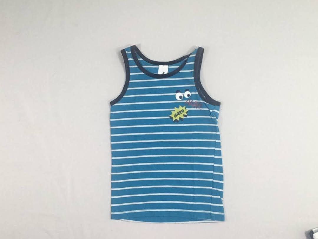 Chemisette s.m bleu rayé blanc, yeux 