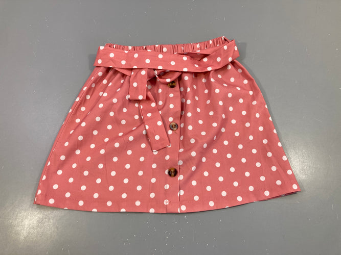 Jupe fluide rose pois  ceinture textile, moins cher chez Petit Kiwi