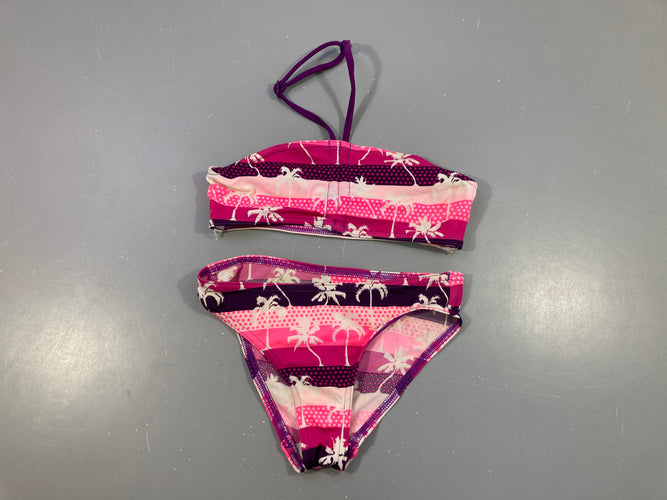 Bikini mauve-rose palmier, moins cher chez Petit Kiwi