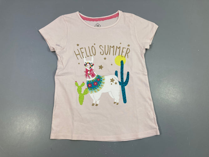 T-shirt m.c rose pâle Summer lama cactus, moins cher chez Petit Kiwi