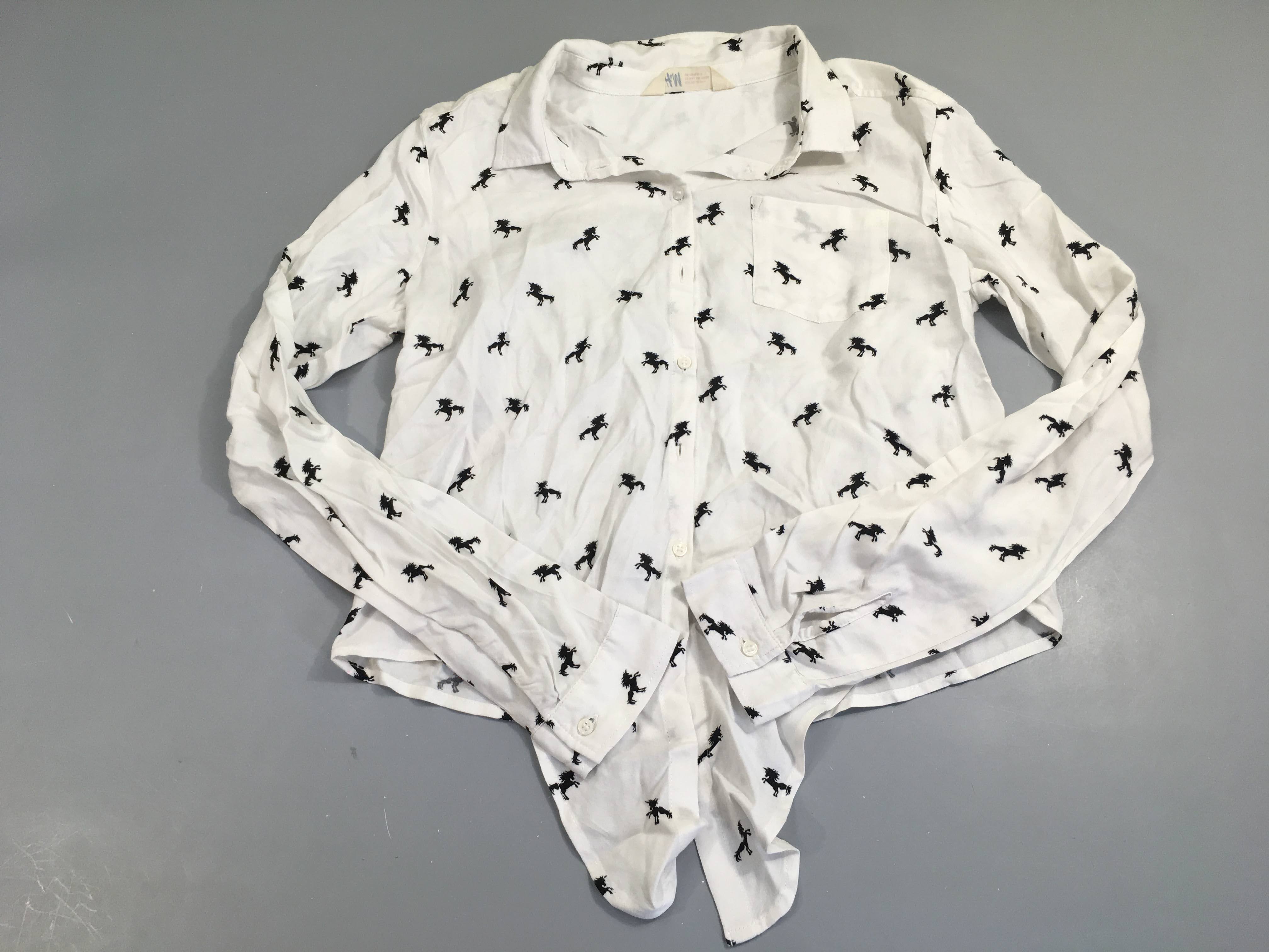 Chemisier m.l blanc chevaux noeud sur le devant