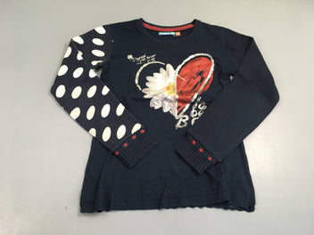 T-shirt m.l bleu foncé fleur to be born, manches pull