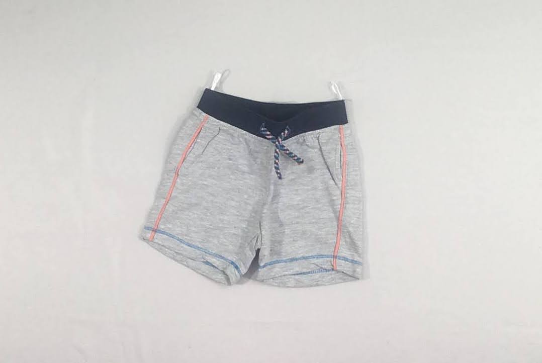 Short gris flammé taille élastique bleu marine , cordons bleu marine,bleu, rose