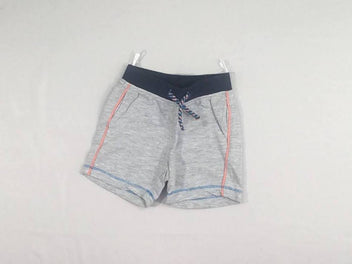 Short gris flammé taille élastique bleu marine , cordons bleu marine,bleu, rose