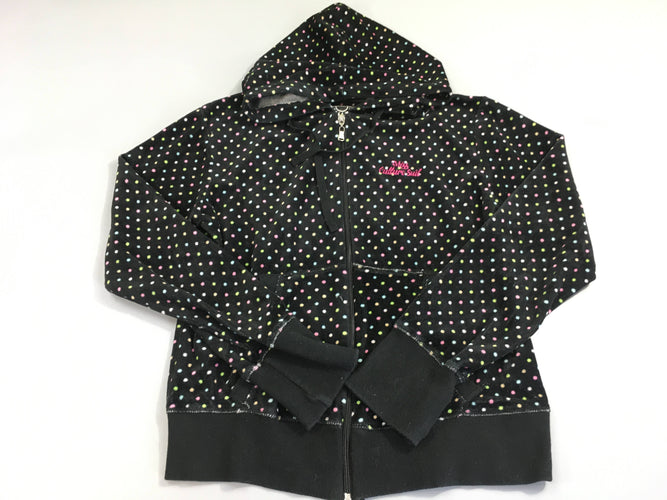 Sweat zippé velours noir pois multicolore à capuche, moins cher chez Petit Kiwi