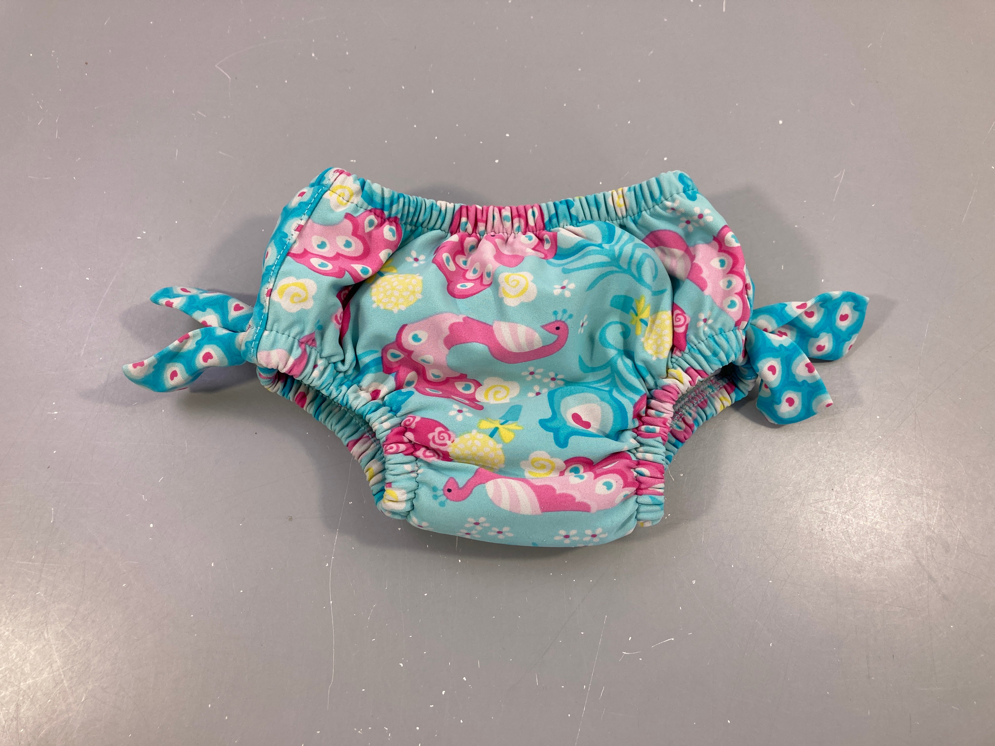 Maillot cullote d'apprentissage bleu-rose paon UPF50+