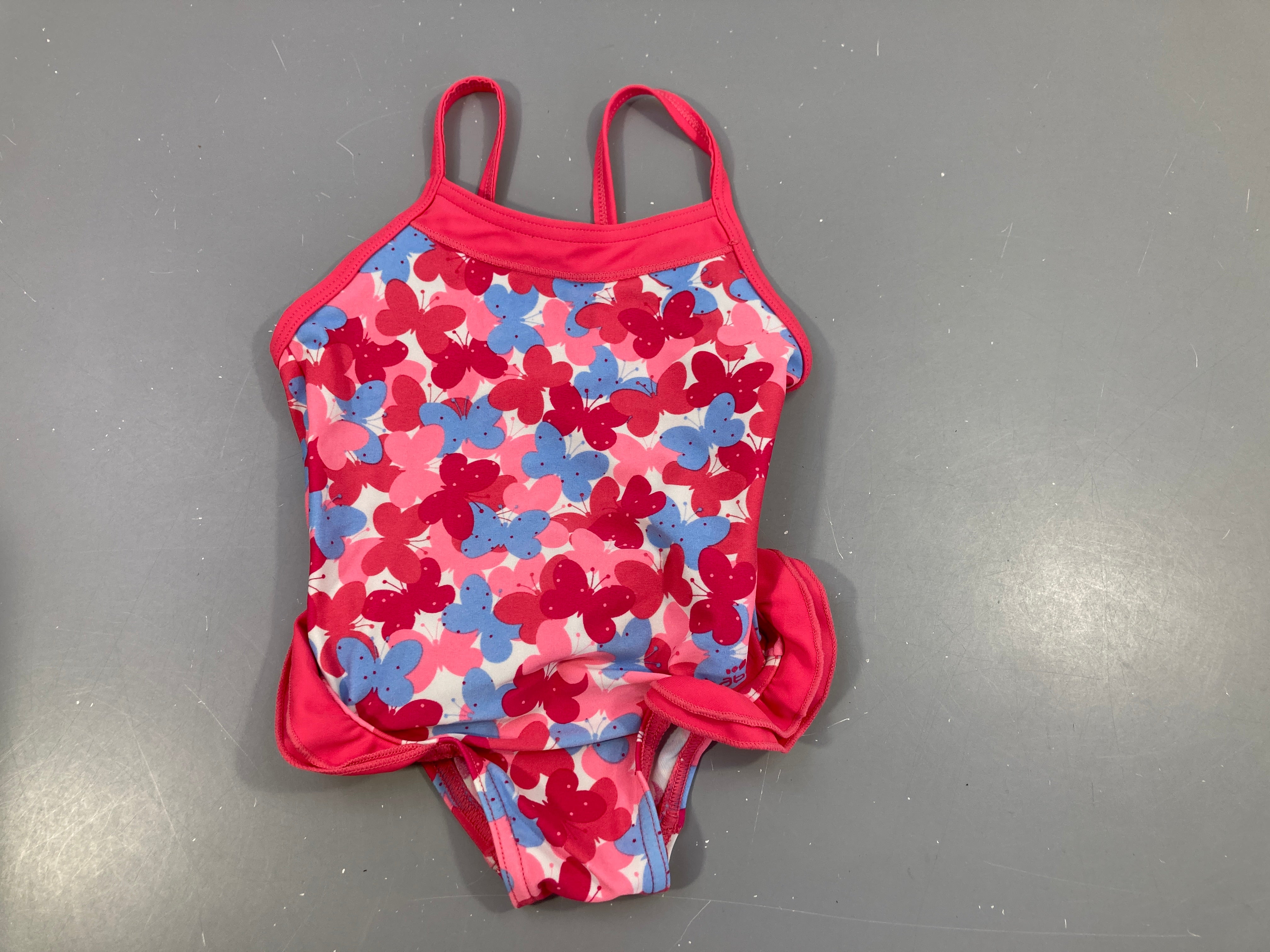Maillot rose-blanc-bleu Papillons
