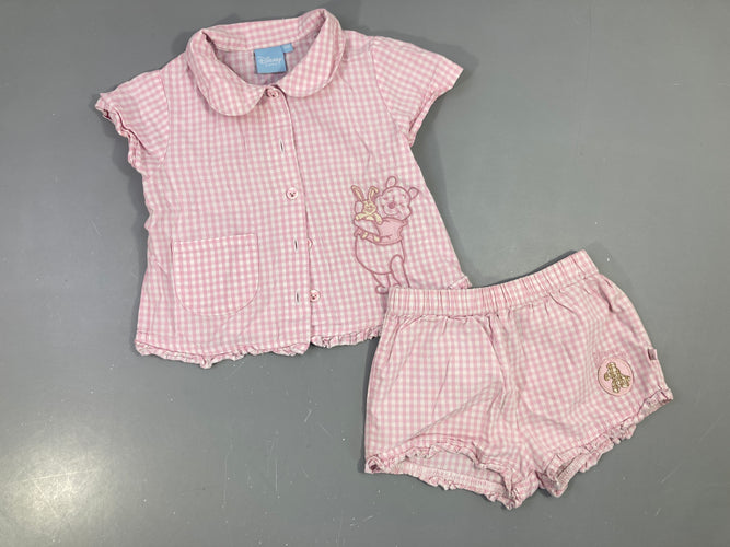 Pyjashort 2pcs jersey vichy blanc-rose Winnie, moins cher chez Petit Kiwi