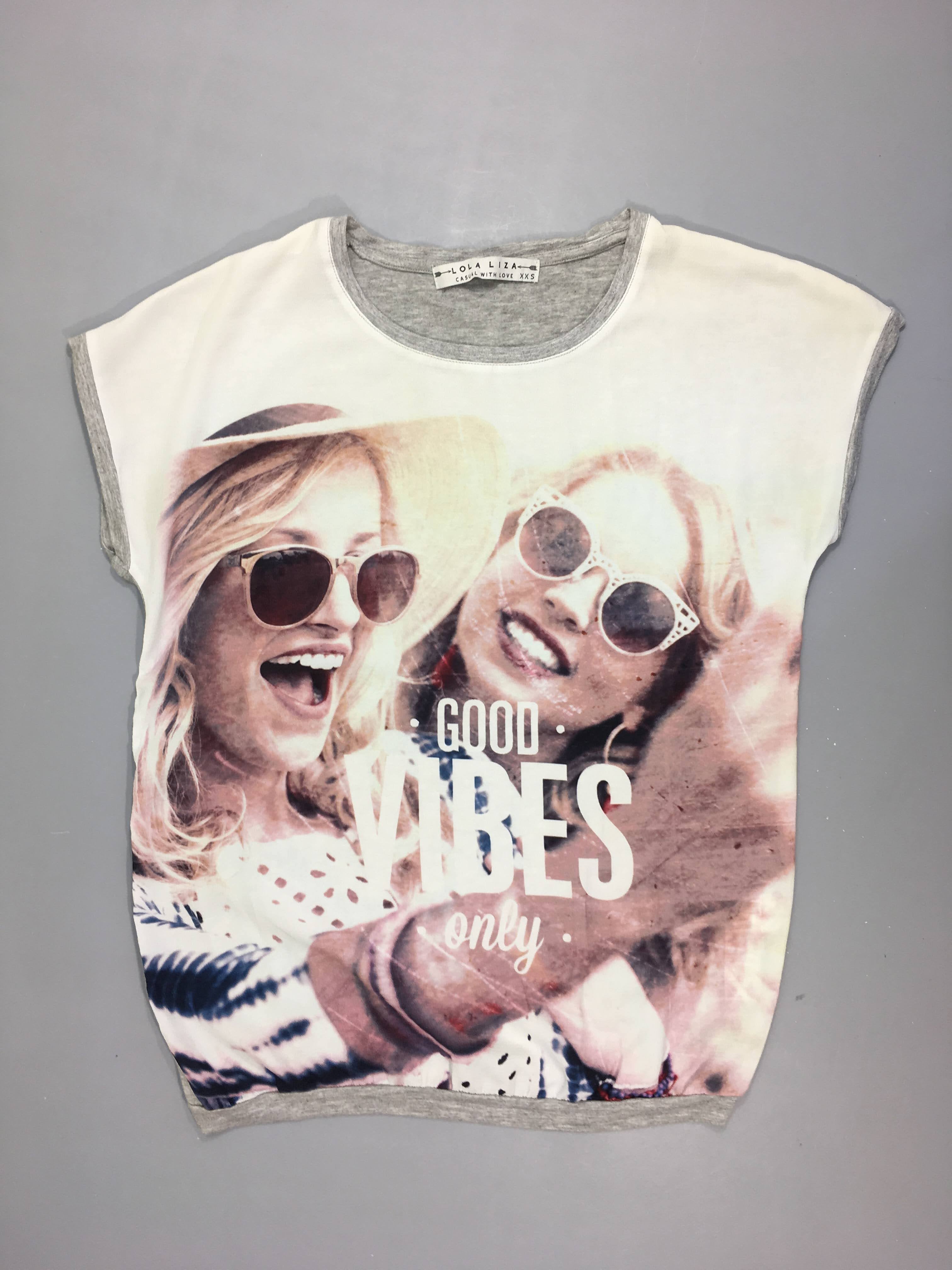 Blouse m.c bi-matière filles avants/jersey gris arrière