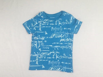 T-shirt m.c bleu, inscriptions blanches