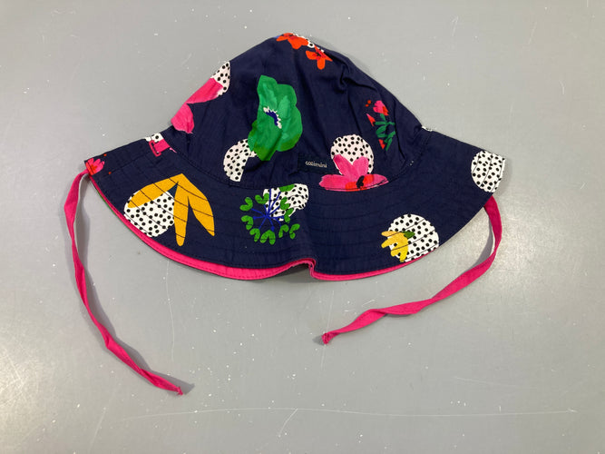 Chapeau bleu foncé fleurs 46cm, moins cher chez Petit Kiwi