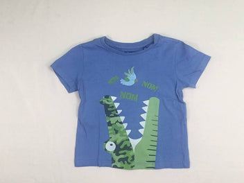 T-shirt m.c bleu , crocodile et oiseau 