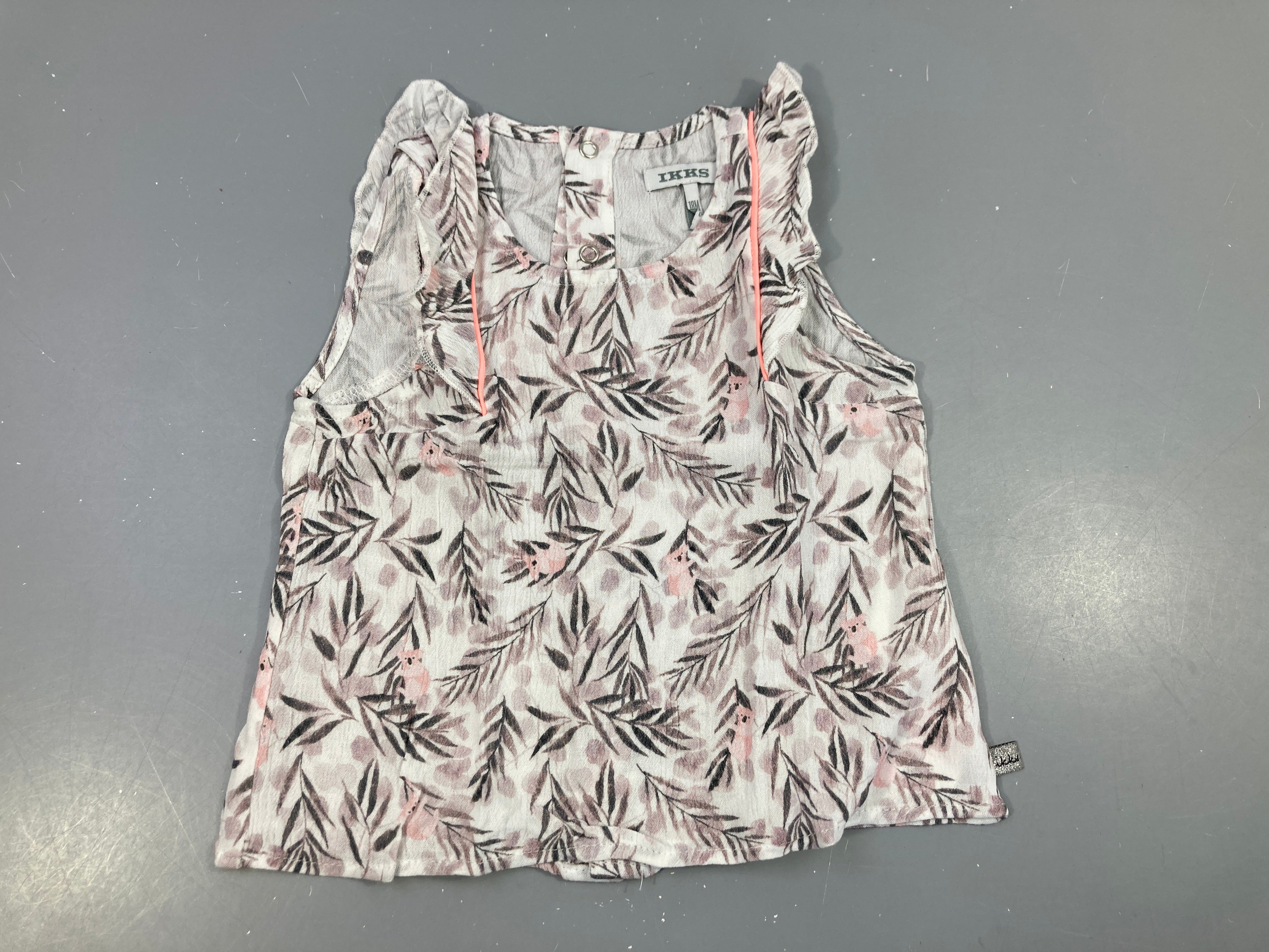Blouse s.m gris clair feuillage taupe-rose