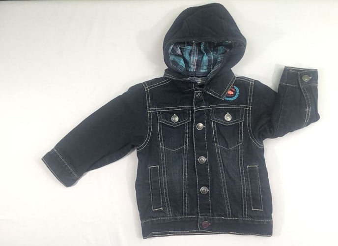 Veste 2en 1 en Jeans  + gilet bleu marine à capuche  ammovible, moins cher chez Petit Kiwi