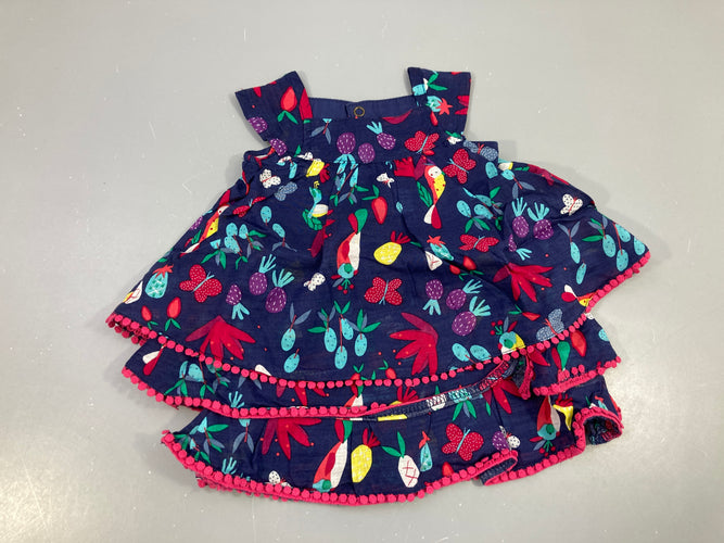 Robe s.m coton bleu foncé motifs fruits, moins cher chez Petit Kiwi