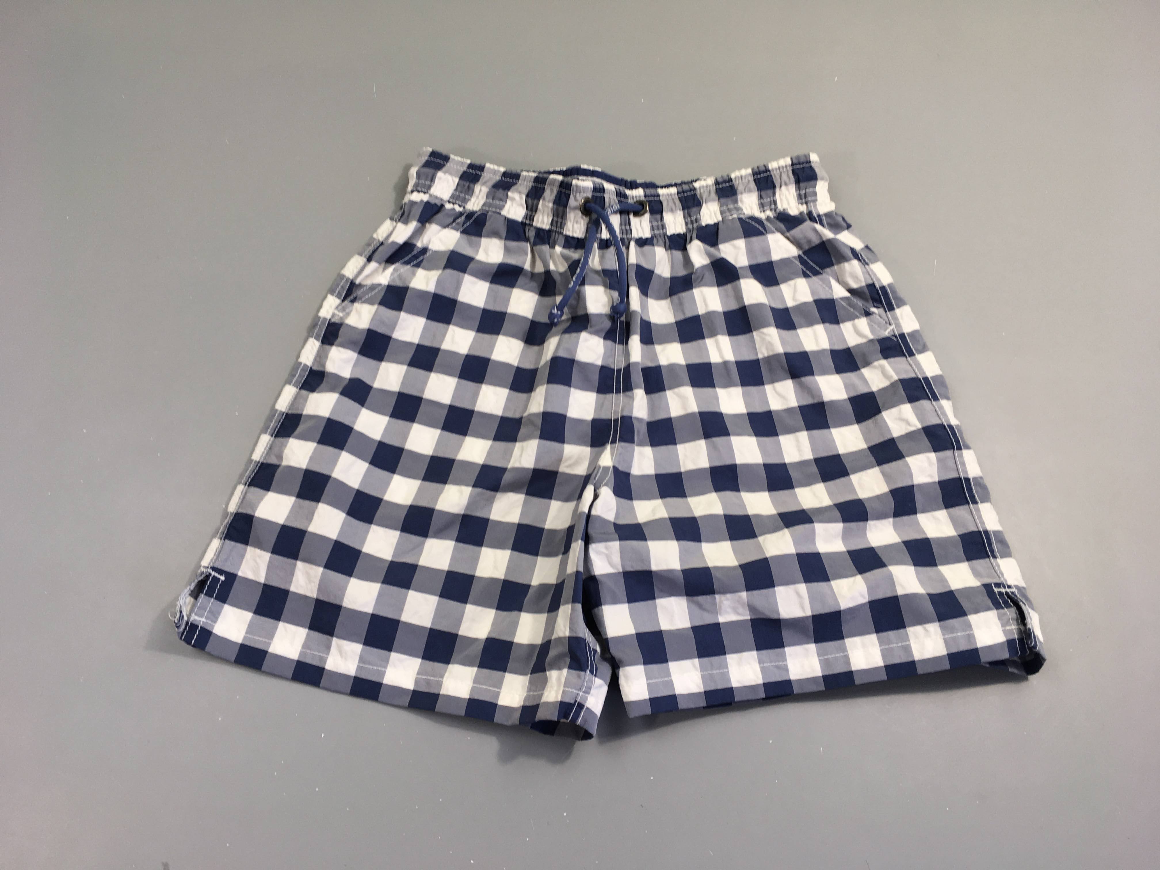 Maillot short blanc à carreaux bleu