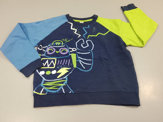 Sweat bleu marine, bleu, vert , robot, moins cher chez Petit Kiwi