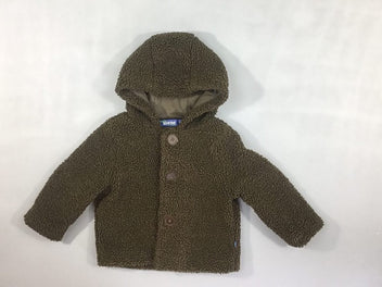 Veste peluche kaki à capuche