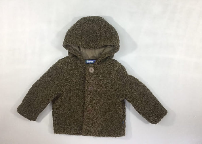 Veste peluche kaki à capuche, moins cher chez Petit Kiwi